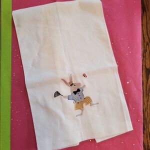 Embroidered Bunny Cotton Tea Towel Butterfly Easter Cute! FINAL PRICE!